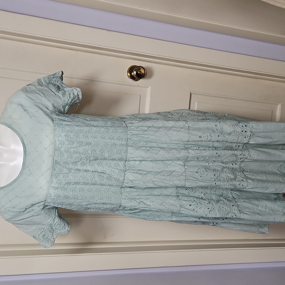 Blue Tassel Sea Foam Green EYELET dress